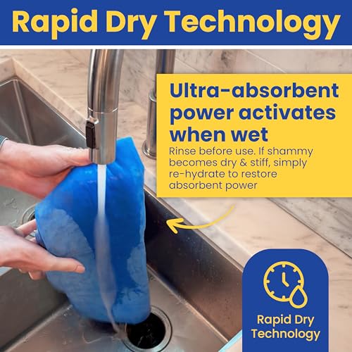 Image of rubyloo Shammy Dog Towels for Drying Dogs Large - 34 inch x 26 inch Ultra Absorbent Technology Dries Dogs 2X Faster - Easy to Wring Out & Reuse - Compact for Bath, Swim, Rain, Travel, Cooling - 1 Pack