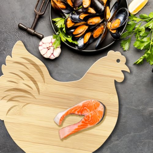 Tabla de cortar de bambú con diseño de pollo miniatura 3