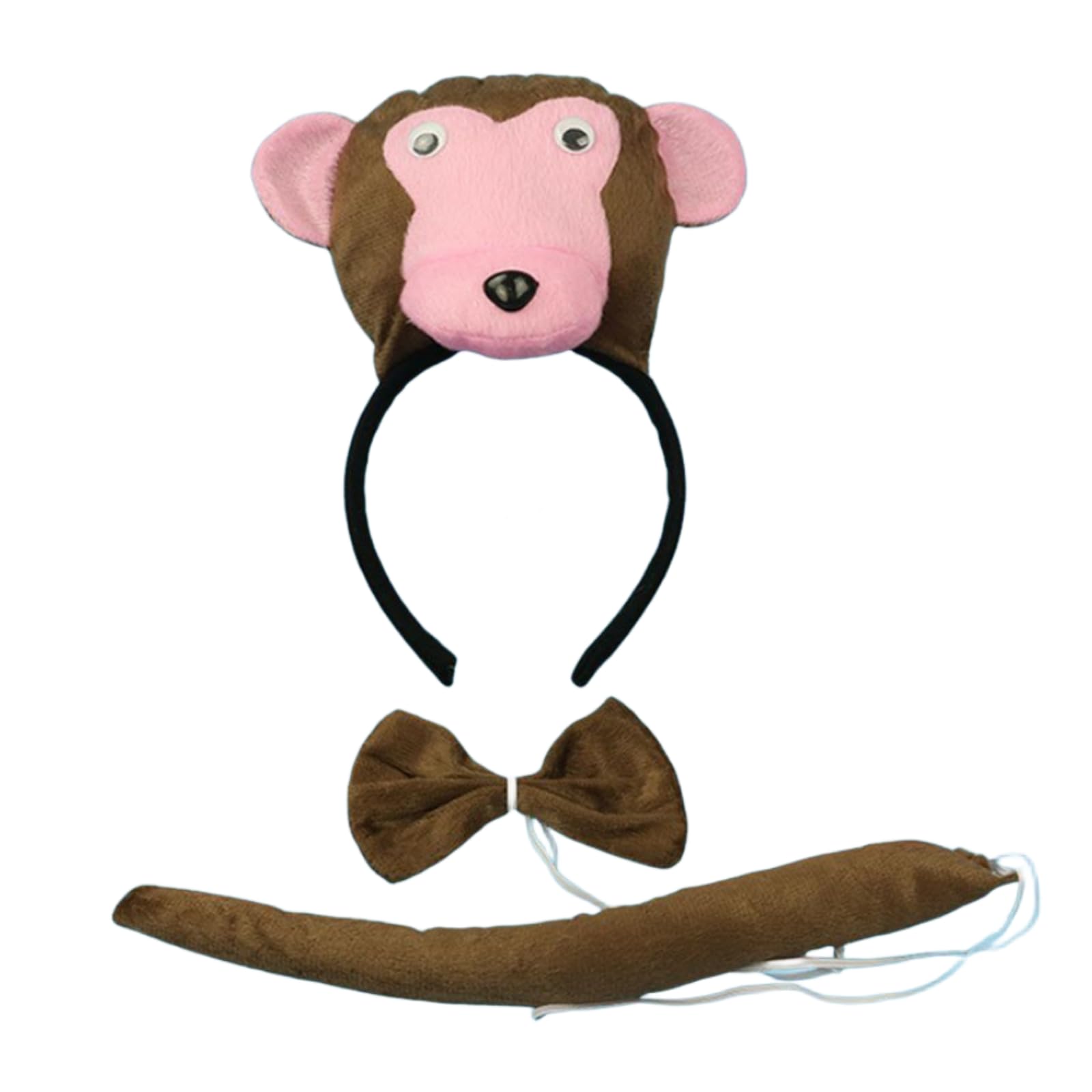 3 Pcs Headband Bowtie Tail Animal Costume Set Costume for Children Party(Monkey)