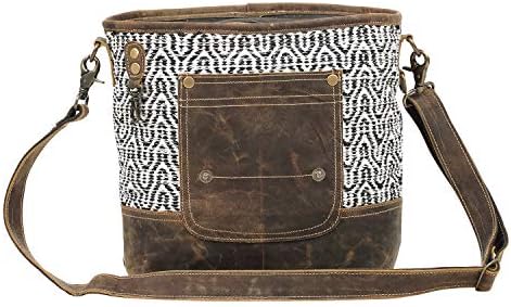 Myra Bag Burnt Sienna Upcycled Canvas Cotton & Leather Shoulder Bag S-1543