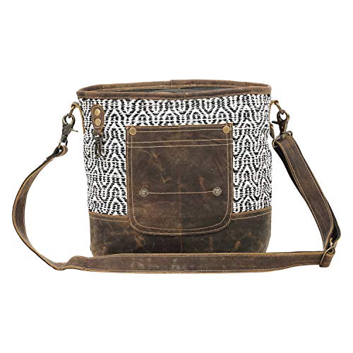 Myra Bag Burnt Sienna Upcycled Canvas Cotton & Leather Shoulder Bag S-1543 #TOP23