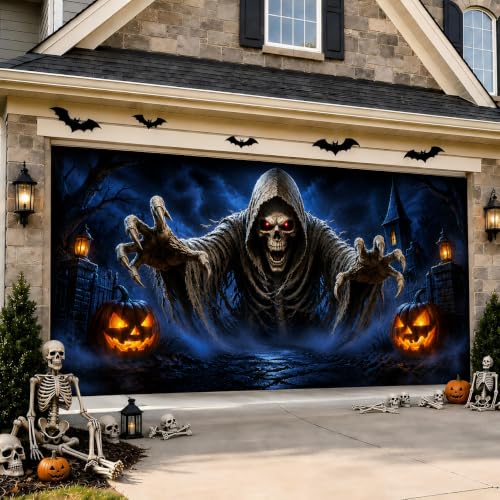 7 x 16 ft Halloween Garage Door Decorations Halloween decorations Witch Door Cover, Hanging Banner, Cauldron Backdrop Mural for Home, Outdoor, Indoor, Spooky Party, Wall, Window - image 1
