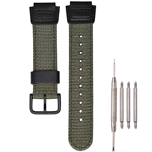 XBHSW 18mm Nylon strap Compatible with Casio AQ-S810W AE1200WH SGW-300H 400 500 MRW-200H Men's weave Watch Band, 18mm, Leather, created quartz