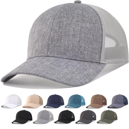 CYGTE XL-3XL Oversize Snapback Trucker Hat Big Head Mens Baseball Cap Blank Mesh Ball Caps for Size 7 1/2 7 5/8 7 3/4 7 7/8 8 8 1/. - Grey