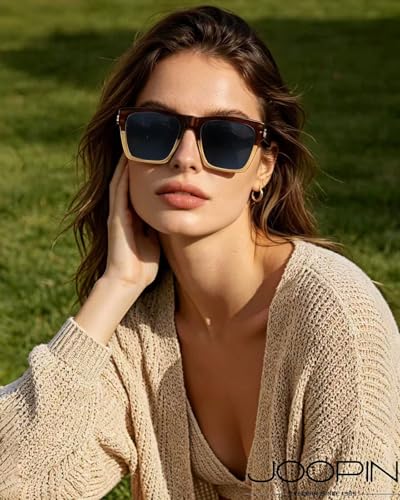 Image of Joopin Acetate Square Sunglasses Men Polarized UV400 Protection Trendy Oversized Sun Glasses Retro Shades Women