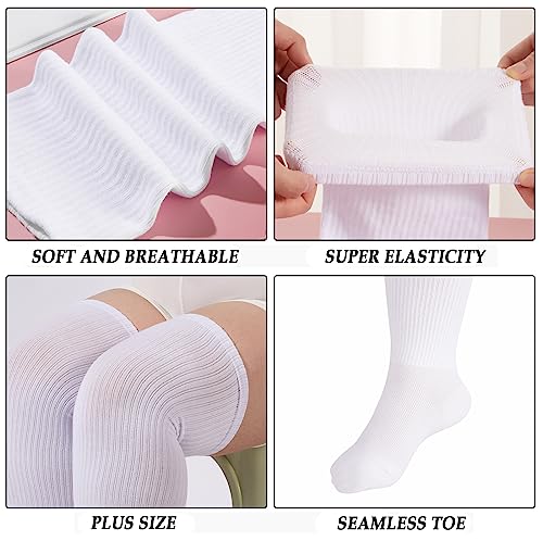 Image of Moon Wood Plus Size Thigh High Socks for Thick Thighs- Womens Knit Cotton Extra Long Over the Knee High Socks Leg Warmer