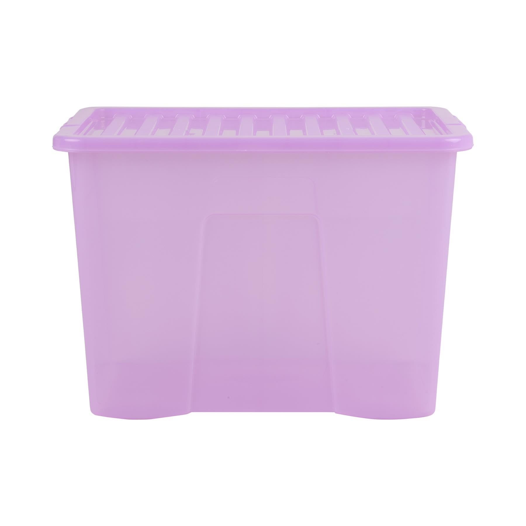 Wham Crystal 80 Liter Plastic Storage Box With Lid 60 X 40 X 42 Cm - Tint Lilac