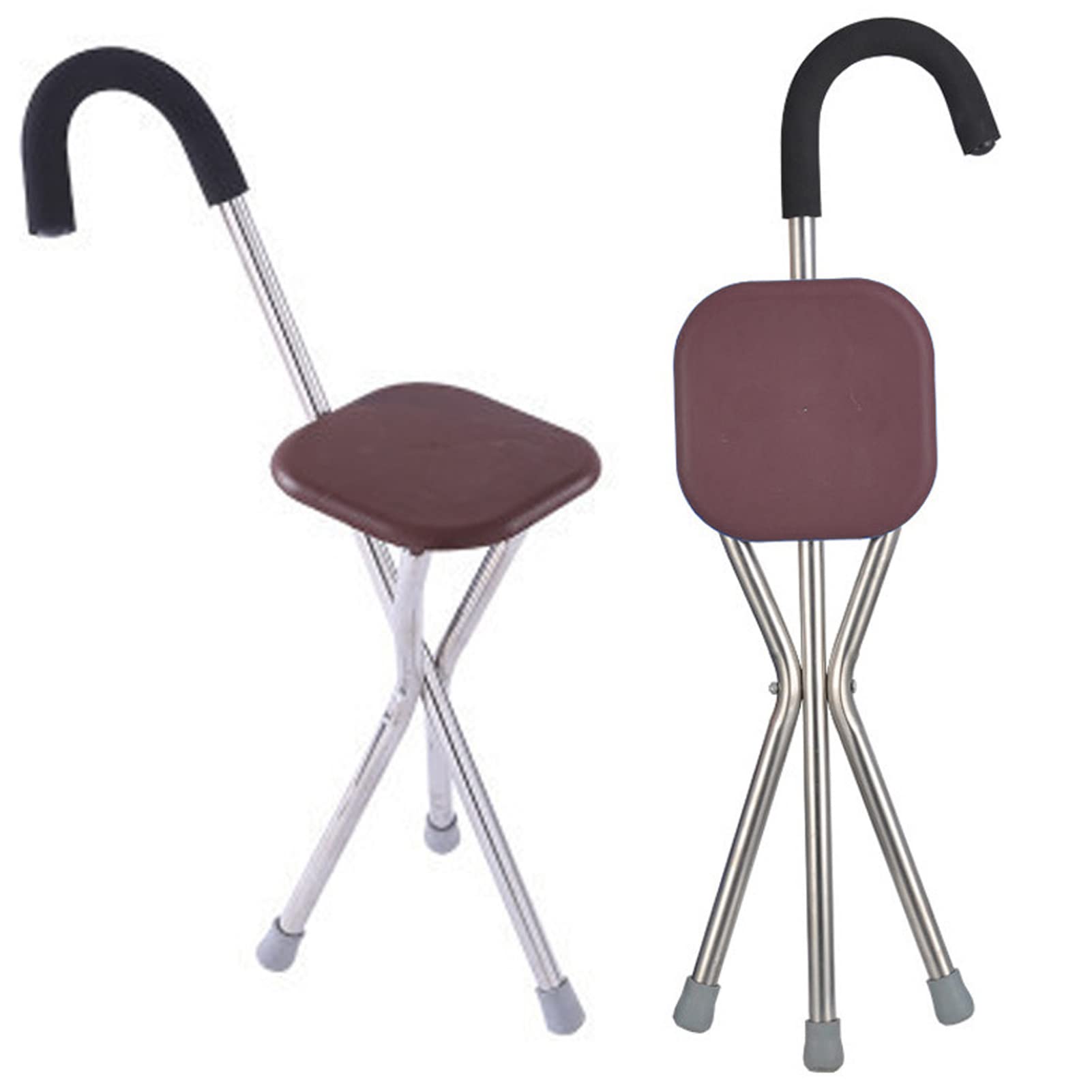 Bastone da Passeggio con Sedile, Sedile Pieghevole con Base Antiscivolo, Maniglie Comode Ergonomiche Eleganti per Anziani E Anziani Disabili Riposano Mentre Si Cammina, Marrone