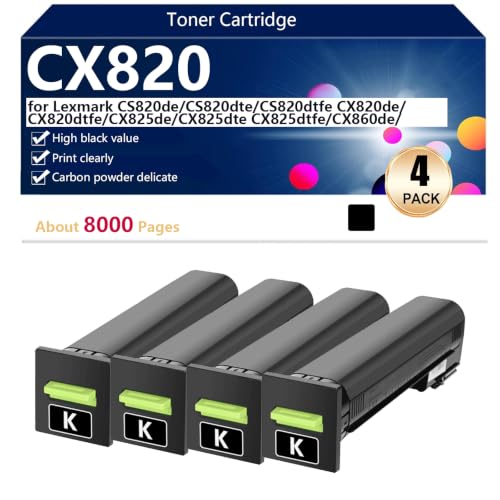 Cartouche de toner CX820 noire compatible Lexmark CS820de haute capacité lot de 4