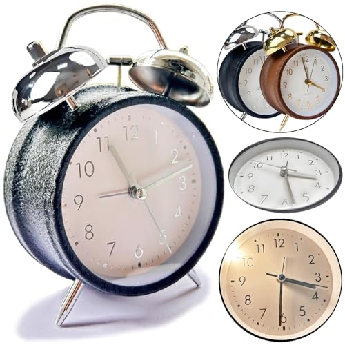 Reloj despertador de volumen fuerte analógico silencioso y portátil para mesita de noche plata 2