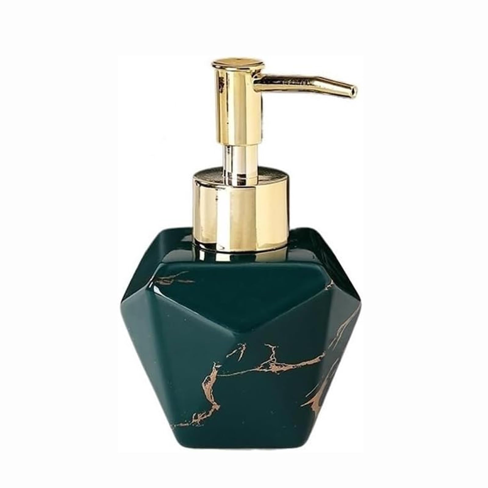 Dispenser di sapone piccolo da banco per bagno e cucina, moderno stile marmo a strisce, in ceramica, dispenser di sapone con pompa (verde)
