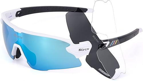 SCVCN Polarized Sports Sunglasses with 3 Interchangeable Lenses, Mens Womens Cycling Glasses, HD Fishing Driving Sunglasses