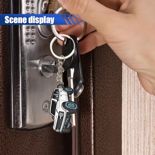 Image of LAINLOY Bronco Car Keychain, Car Fob Cover Cool Mods Accessories, 4-Door Auto Key Fob Holder Compatible with Bronco 2021 2022 2023 (White)
