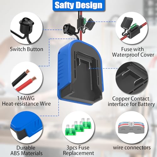 2 pacotes de roda elétrica para adaptador de bateria Kobalt 24V Max, para Power Wheels Kit de conver