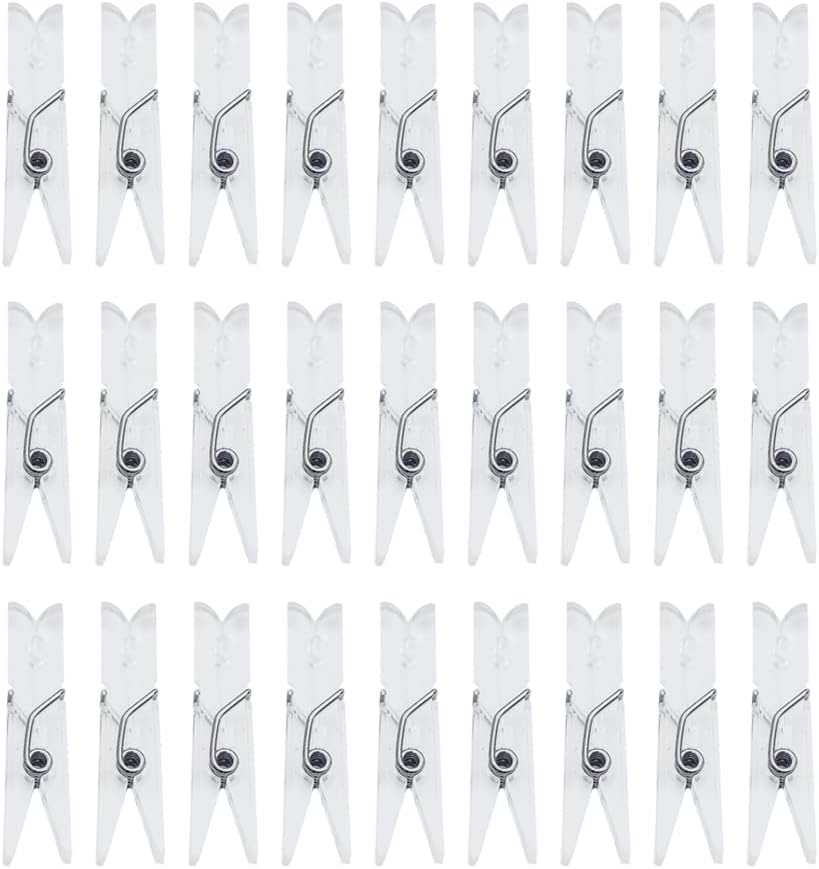 Amazon.com: GSHLLO 50 Pcs Clear Plastic Photo Display Clips Clothes ...