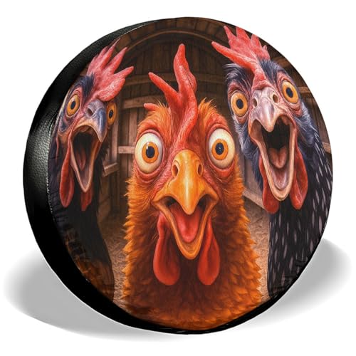 Image of GENANY Funny Chicken Spare Tire Cover, Waterproof PVC RV Trailer Camper Wheel Protector, Size 17 Fits 31-33 Inch
