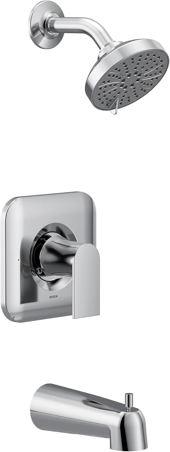 Full view of the Moen Genta LX shower set installed in a modern bathroom setting.