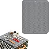 Geban Blackstone Griddle Tool Mat, BBQ Accessories Rest Pad for Black Stone, Weber, Traeger Grill Side Shelf, Silicone Heat Resistant Mat, Outdoor Kitchen Countertop Protector (Grey)