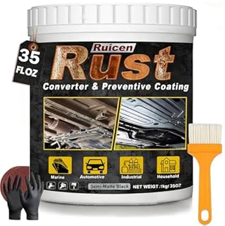 Ruicen Rust Converter for Metal, 1000ml Rust Remover for Metal - Anti-Corrosion, No Primer Needed, Long Lasting Protective and Dries Quickly, Chassis Paint Prevention for Cars, Ready to Use, Black