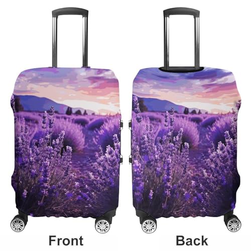 Purple Lavender Printed Luggage Cover Protector, Fits 18-32 Inch Luggage3