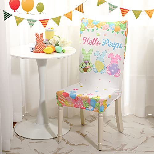 6 Pcs Easter Bunny Stretch Chair Covers Happy Easter Egg Truck Dining Chair Slipcovers Removable Washable Kitchen Chair Seat Covers Dining Room Decorative Seat Protector For Spring Hotel Home Decor #TOP5