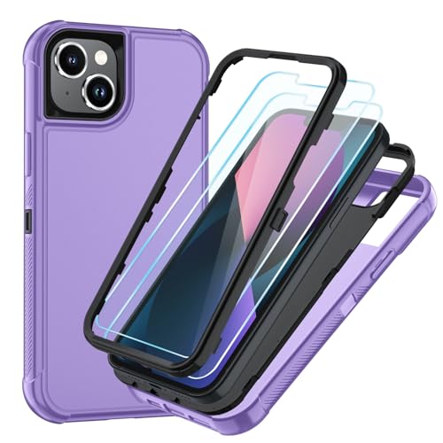 Image of SunStory Compatible with iPhone 12 Mini / 13 Mini Case with HD Screen Protector, 3-Layer Heavy Duty Full-Body Cover,3 in 1 Hybrid Protective Case for iPhone 12 Mini / 13 Mini 5.4 inch,Violet