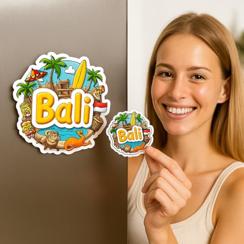Image of Naxon Bali Country Theme Souvenir Wooden Refrigerator Stylish Fridge Magnet - Fridge Decoration Magnet for Kitchen & Home Decor | Perfect Souvenir Gift | Size 3x3 Inches | Pack of 1