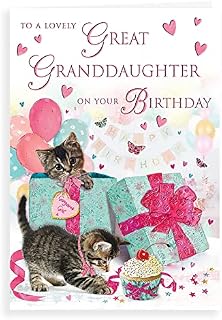 Regal Publishing Traditional Birthday Card Great Granddaughter - 9 x 6 inches, Pink
