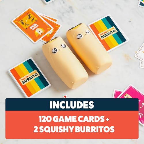 Image of Exploding Kittens Presents Throw Throw Burrito - A Dodgeball Card Game - Family Card Games for Adults, Teens & Kids - 2-6 Players - Ages 7 and Up - 120 Cards (Pack of 3)