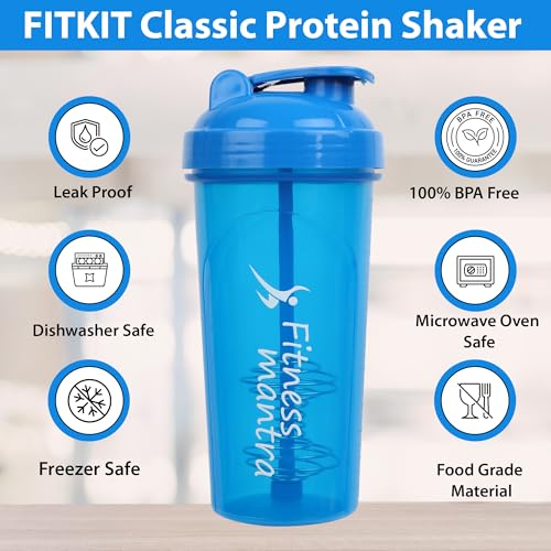 Image of Fitness Mantra 700ml Classic Shaker Bottle for Men & Women |Capacity 700 ml, Blue|
