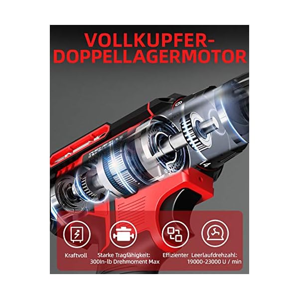 WAKYME Akkuschrauber 12,6 V Bohrmaschine 30 Nm, 18 + 1-Kupplung, 3/8"Keyless Chuck, Variable Geschwindigkeit und Eingebauter LED-Elektroschrauber mit 2 1500-mAh-Batterien Kabellose Bohrschrauber – Bild 5