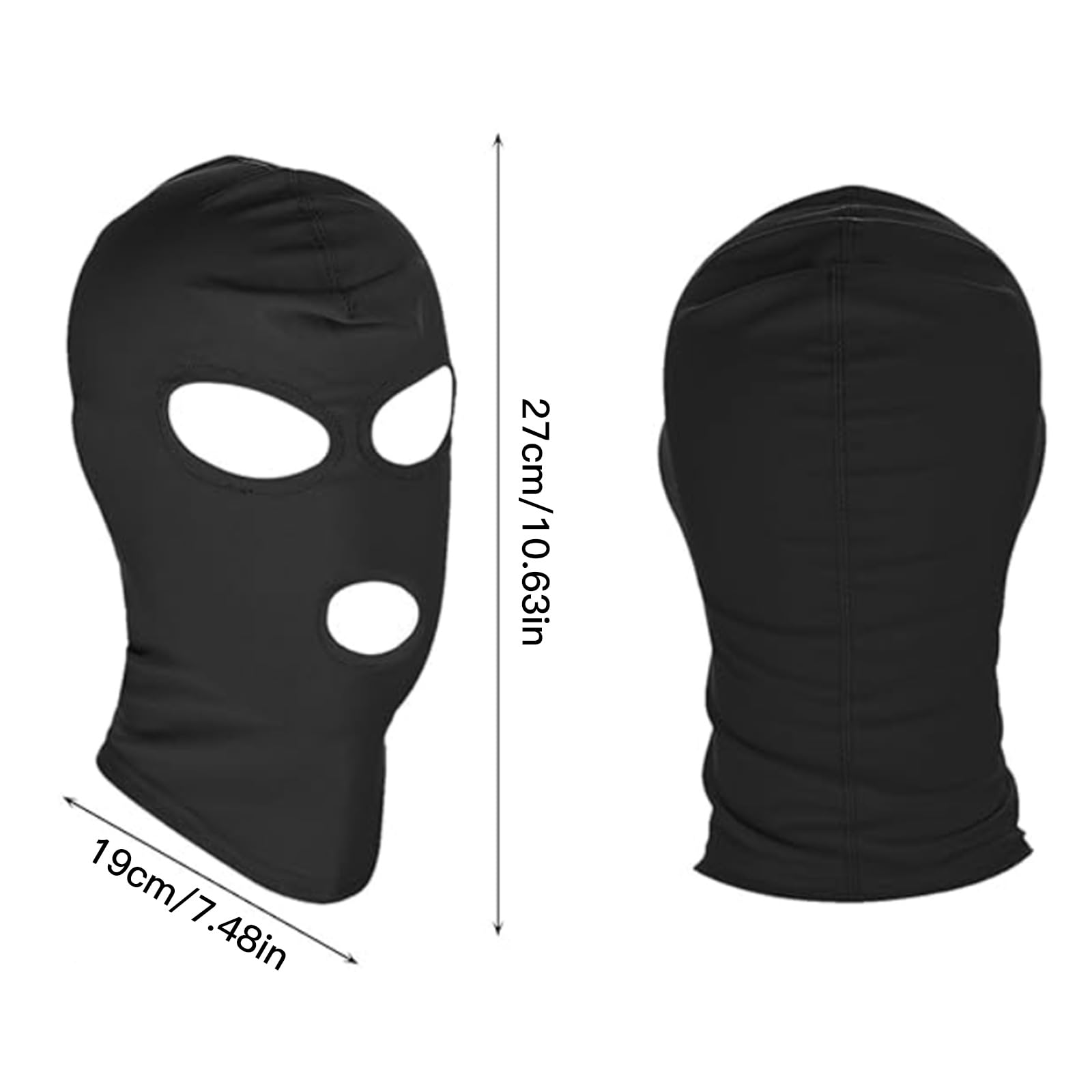 2 Pieces Full Cover Hood Mask Open Eyes Open Mouth Mask Breathable Elastic Black Cosplay Costume Hood Unisex Headgear for Halloween Party Costume Men Adult Women - Image 2