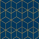 Safiyya Peel and Stick Wallpaper Gold and Blue Wallpaper Modern Geometric Contact Paper Waterproof Self Adhesive Wall Paper for Bedroom Bathroom Vinyl Roll 393'x17.3'