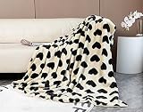 Couverture en peluche épaisse avec imprimé cœur pour lit simple 129,5 x 160 cm