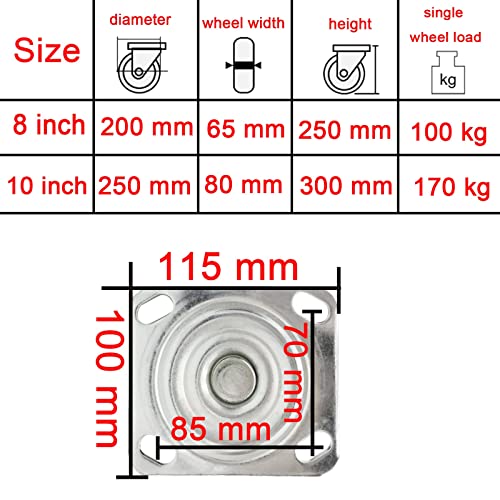 Roulettes pivotantes robustes en caoutchouc renforcé haute performance 770 LB - 3