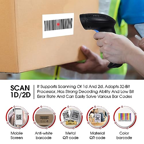 Image of Team Office Wireless Barcode Scanner | 1D 2D with 2.4GHz USB Nano Receiver and Bluetooth | Handheld All Types of Barcodes and QR Code Scan | Useful for Supermarket, Retail Stores, Warehouses
