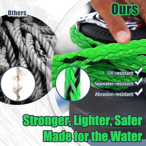 Vortexain Wakeboard Rope with Handle, 75ft 2-Section Floating Water Ski Ropes, Green and Black, 16-Strand Tow Line with EVA Handle for Water Sports Skiing Wakesurf Wake Board Surf Boating by Vortexain - Image 5