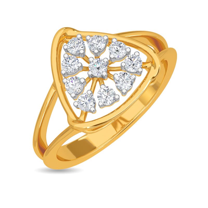 Image of KISNA 14k / 18k Real Gold & Diamond Ring | Diwali, Rakhi Rakshabandhan Gift for Sister /Bhabhi /Women | With Certificate of Authenticity & BIS-Hallmarked Gold Jewellery | Roary Ring