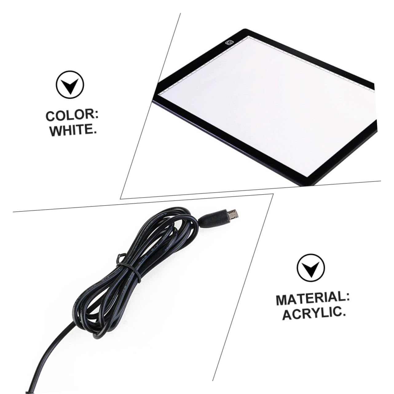 Mikikit Table Lumineuse A4 à Dessin LED Portable avec Rétroéclairage, Surface en Acrylique, Câble Usb, 2 Aimants, Traçage Scrapbooking, Légère et Précise