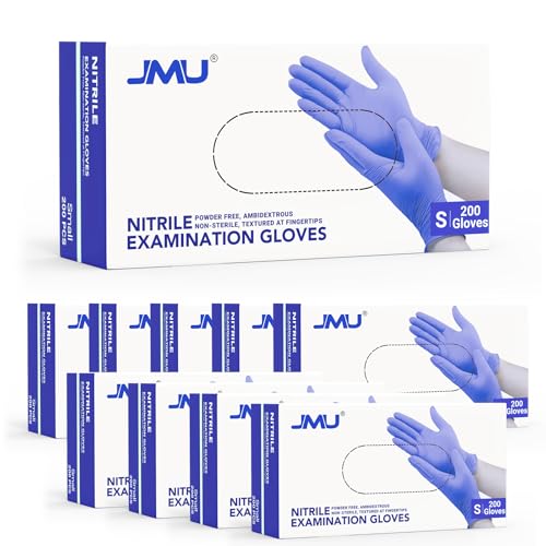 Image of JMU 2000 Nitrile Exam Gloves Small, 3.5 Mil, Latex Free Powder Free Gloves | Disposable Bulk Gloves for Medical, Cooking, Cleaning