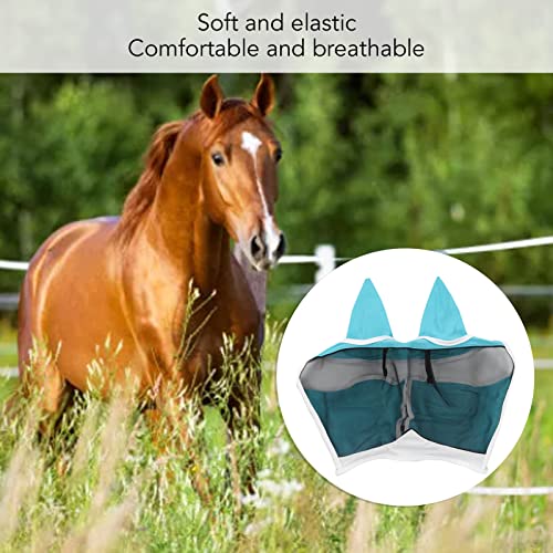 Paardenvliegmasker,zachte ademende antimuggenvliegmaskers voor paarden,elastische gebreide stof vliegenmaskers voor paarden met oren - Afbeelding 5