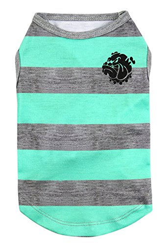 Puppy Face Striped Shirt for Dog Tank Pet Shirts Green and Grey Wide