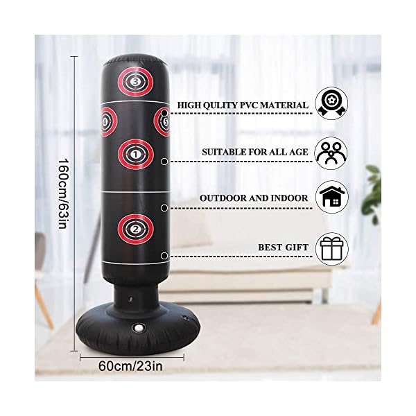 Inflatable Punching Bag Freestanding Kid’s Boxing Bag - Practice Target Columns, Durable PVC Material - Relaxing Kickboxing Bag for Adults and Children