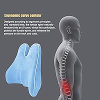 Vista 5 de Almohada de apoyo lumbar con espuma viscoelástica, cojín de espalda de malla transpirable para aliviar el dolor de espalda para computadora, silla