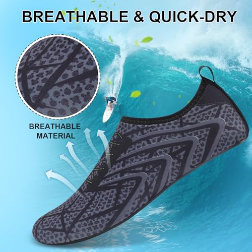 Mens Womens Water Shoes Quick Dry Barefoot Shoes Non-Slip Aqua Socks for Beach Swim Light Grey Line3
