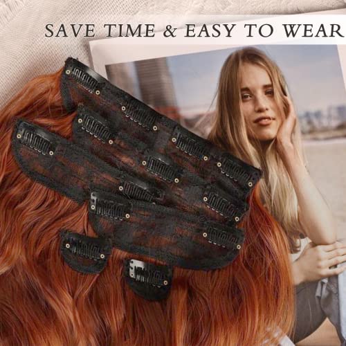 Nayoo Clip In Hair Extensions For Women 20 Inch Long Wavy Curly Copper Red Hair Extension Full Head Synthetic Hair Extension Hairpieces thumb #4