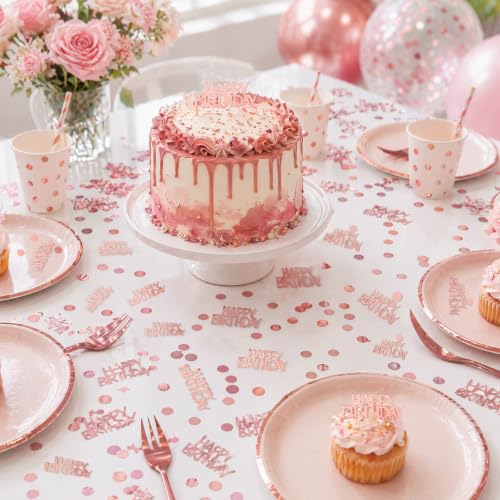 Image of MARFOREVER Rose Gold Happy Birthday Confetti for Table Decorations