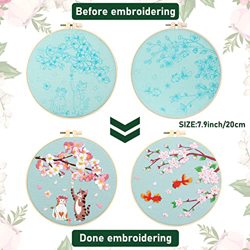 image for Yinder 5 Sets Floral Embroidery Kit for Beginners Adults Flower Embroi