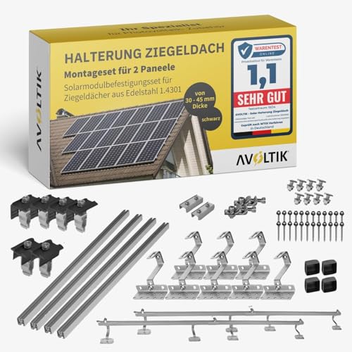 Avoltik Solar Halterung Ziegeldach I Set für 2 PV Module 30-45mm I Solarmodul Halterung Balkonkraftâ€¦ – Miniatur