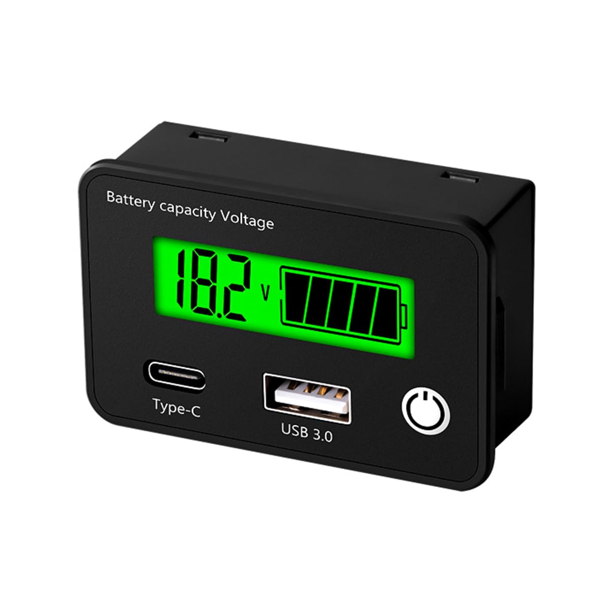DollaTek Tester akumulatora samochodowego LCD Wska?nik baterii DC8-30V z portem USB typu C do samochodu Moto Golf Cart RV Miernik baterii